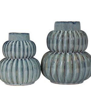 brittany blue ceramic table vases – s/2